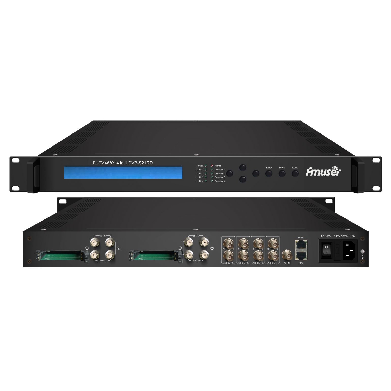 FMUSER FUTV468X 4 Tuner CAM IRD(4 DVB-C/T/S/S2 RF Input,1 ASI 4 IP In,4 ASI IP Output)